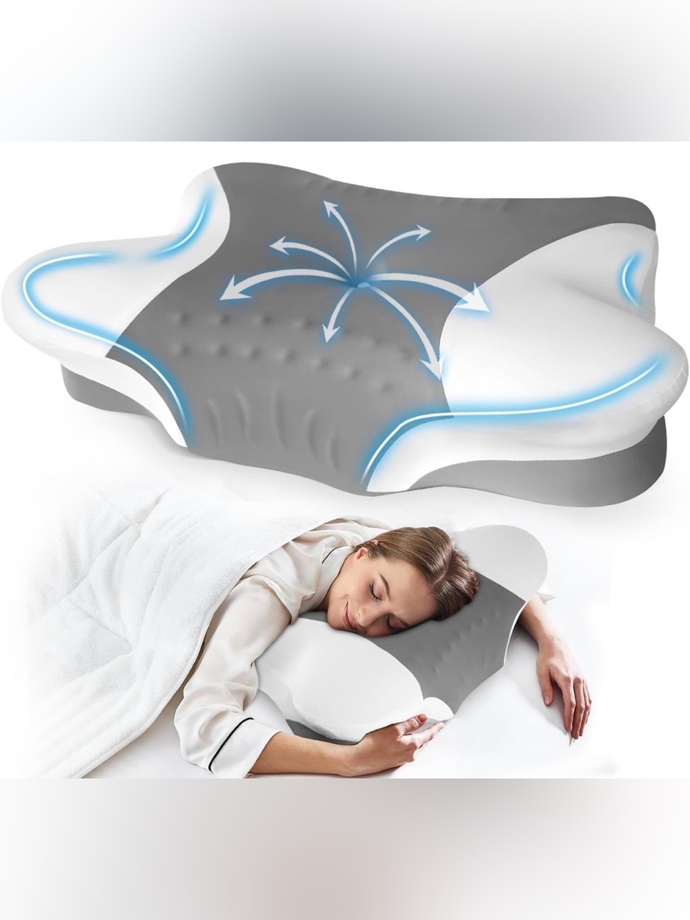 Cervical Neck Pillow with Memory Foam - Ergonomic Neck Support Pillow